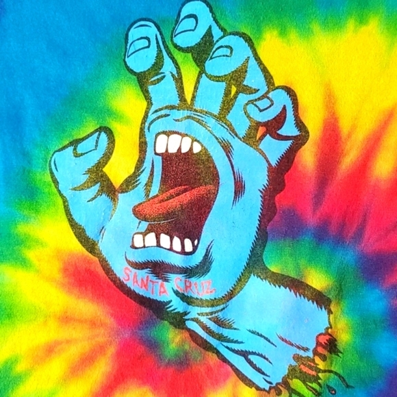 Y2K Santa Cruz Skateboards Speed Wheels Screaming Hand Vibrant Tie-Dye Mens Sm - Picture 13 of 16